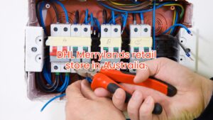 Electrical contractors completing the full electrical installation for the DHL Merrylands retail location with lighting and power systems.