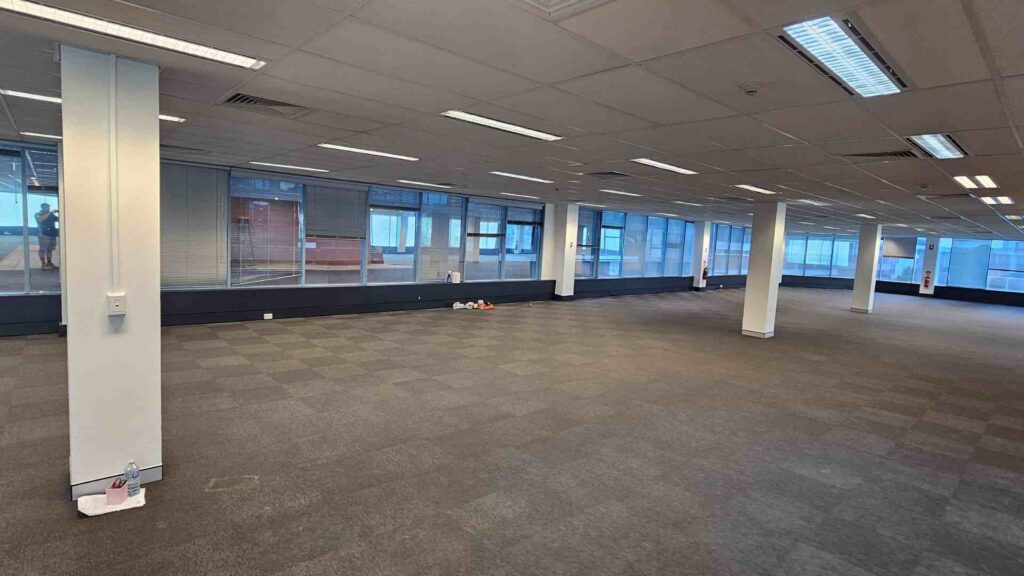 This image highlighted a fully restructured and rewired office space, completed as part of an electrical office fitout for NSW Police in Parramatta.