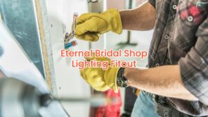 Eternal Bridal Shop Lighting Fitout. Electrical installation of feature lighting in Sydney, enhancing the boutique’s elegant atmosphere.