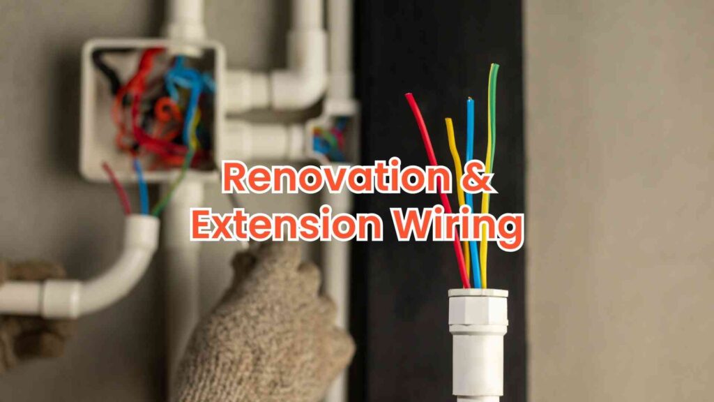 This image captured an electrician wiring a home extension during a Renovation