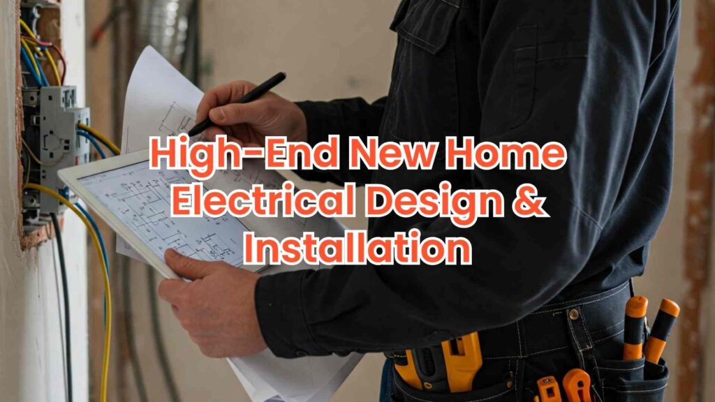 This image shows an electrician reviewing the electrical design for a high-end home installation in Sydney.