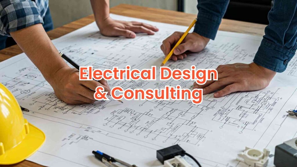 This image shows an electrician expert reviewing the electrical design plans during a consultation in Sydney, ensuring efficiency and safety.