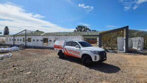 This picture features the Lightspeed Electrical vehicle at the Little Zak’s Childcare location, with the ongoing electrical fit-out work happening in Blacktown.
