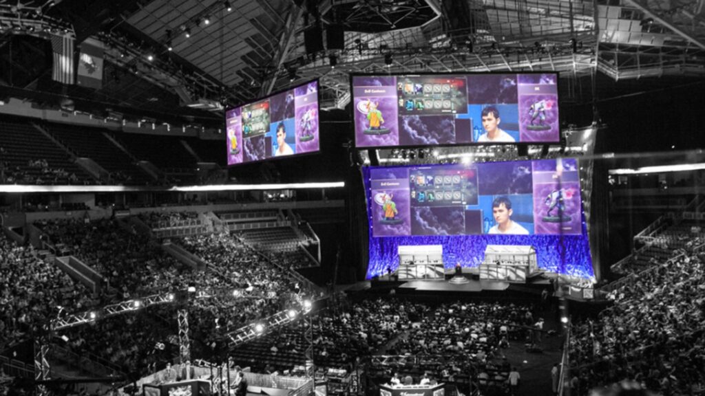 This image shows the finalised LED display system designed for a sports arena in Sydney, built to deliver immersive outdoor screening.