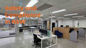 Sydney office fitout with modern lighting, ergonomic furniture, and compliance-ready electrical systems designed for productivity and safety.