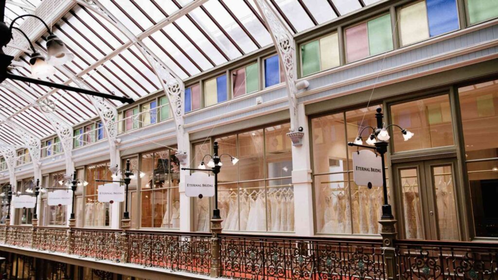 Lightspeed commercial electrician in Sydney fitting out architectural and shopfront lighting for Eternal Bridal.