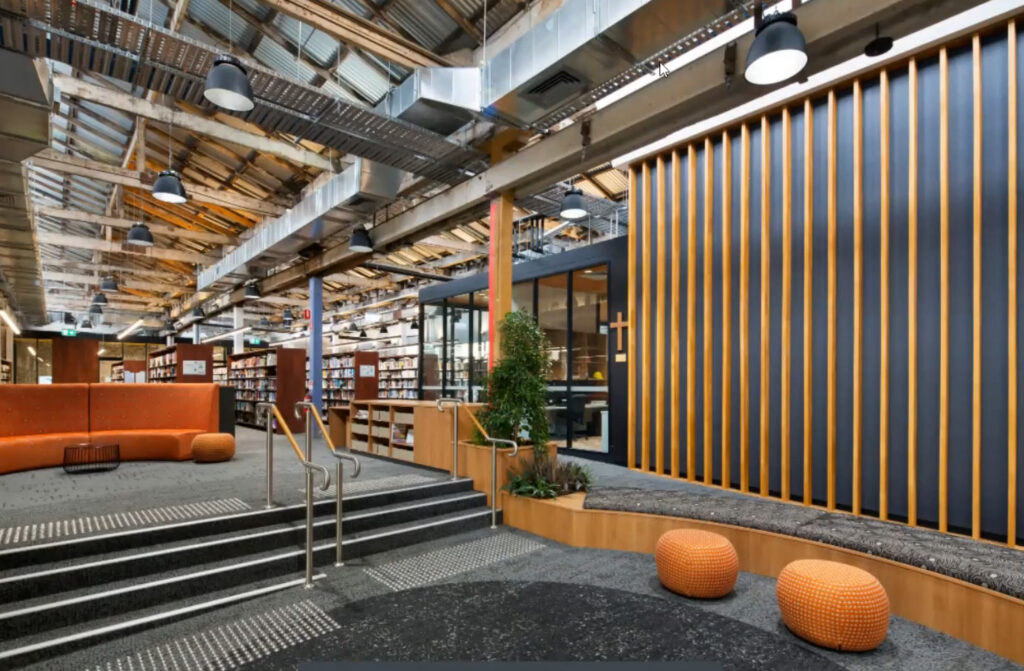 Lightspeed commercial electrician in Sydney completing modern indoor lighting installation for Notre Dame University.